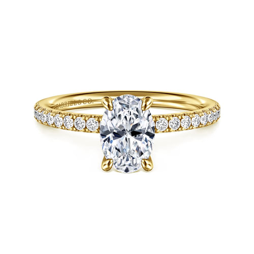 14K Yellow Gold Oval Diamond Engagement Ring