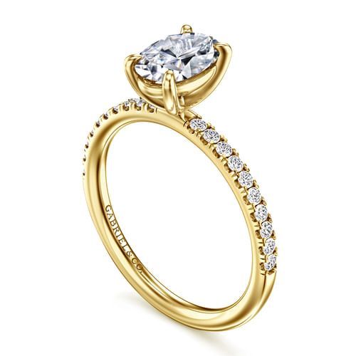 14K Yellow Gold Oval Diamond Engagement Ring