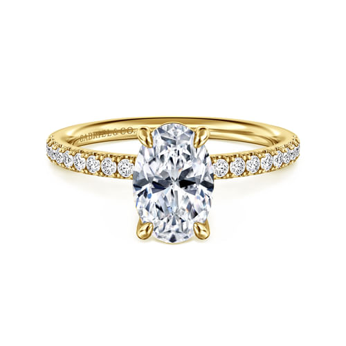 14K Yellow Gold Oval Diamond Engagement Ring