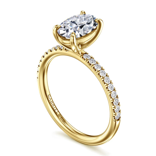 14K Yellow Gold Oval Diamond Engagement Ring