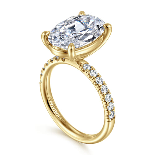 14K Yellow Gold Oval Diamond Engagement Ring