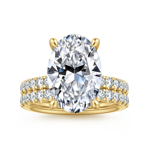 14K Yellow Gold Oval Diamond Engagement Ring