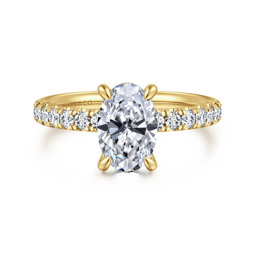 14K Yellow Gold Oval Diamond Engagement Ring