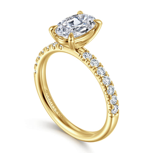 14K Yellow Gold Oval Diamond Engagement Ring