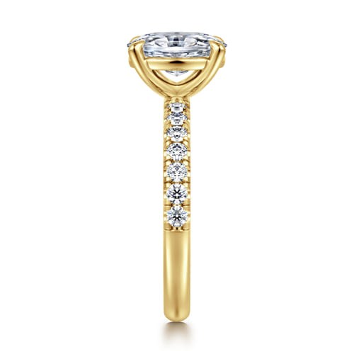 14K Yellow Gold Oval Diamond Engagement Ring