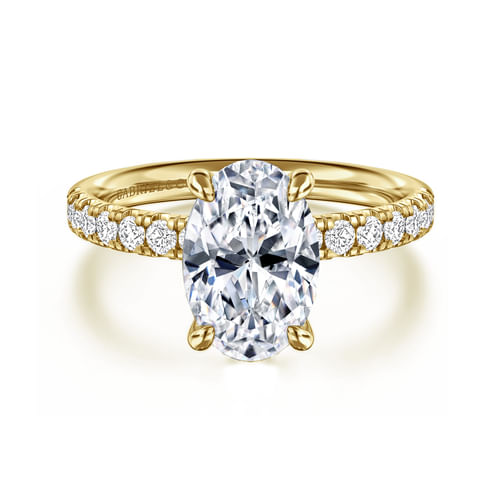 14K Yellow Gold Oval Diamond Engagement Ring