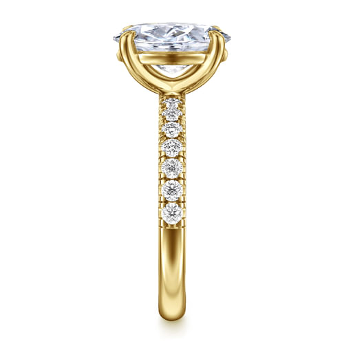 14K Yellow Gold Oval Diamond Engagement Ring