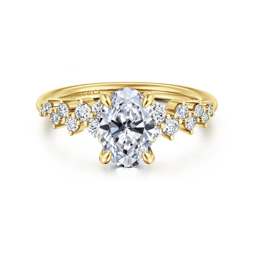 14K Yellow Gold Oval Diamond Engagement Ring