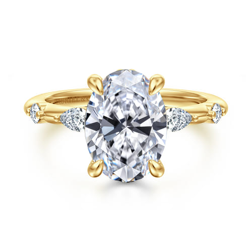 14K Yellow Gold Oval Diamond Engagement Ring