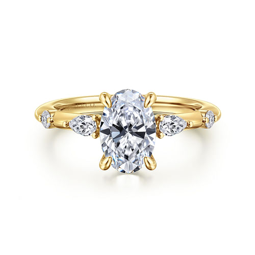 14K Yellow Gold Oval Diamond Engagement Ring