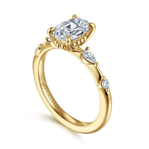 14K Yellow Gold Oval Diamond Engagement Ring