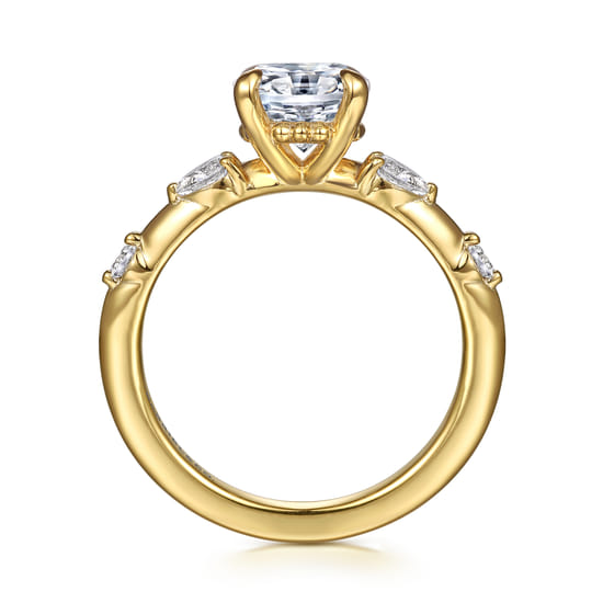 14K Yellow Gold Oval Diamond Engagement Ring angle 2