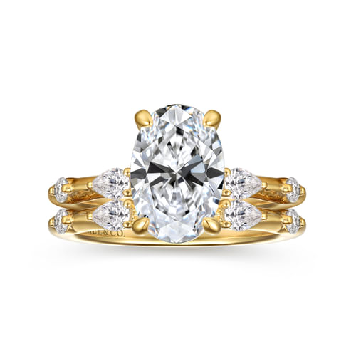 14K Yellow Gold Oval Diamond Engagement Ring