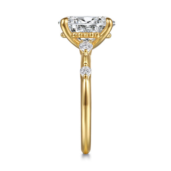14K Yellow Gold Oval Diamond Engagement Ring angle 5