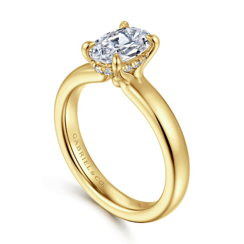 14K Yellow Gold Oval Diamond Engagement Ring