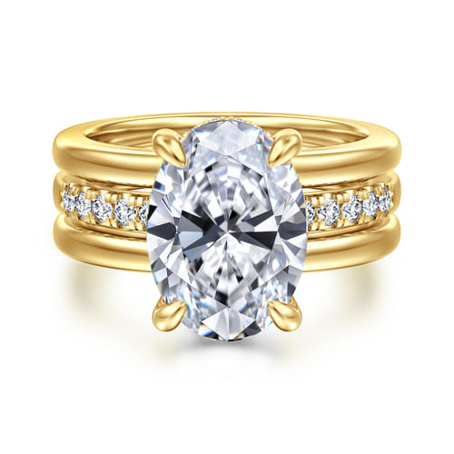 14K Yellow Gold Oval Diamond Engagement Ring