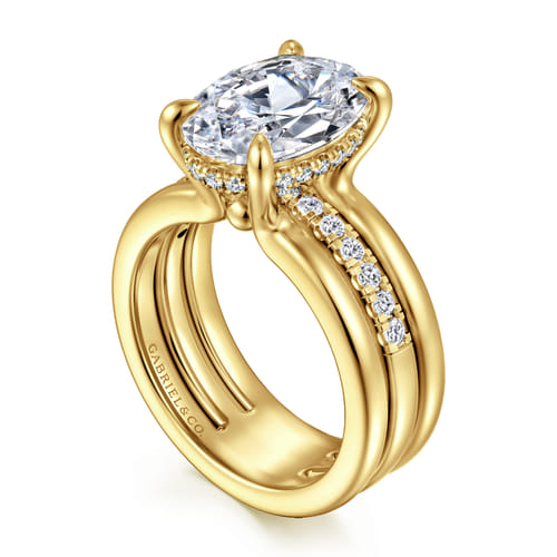 14K Yellow Gold Oval Diamond Engagement Ring