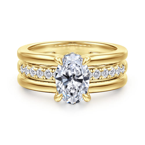 14K Yellow Gold Oval Diamond Engagement Ring
