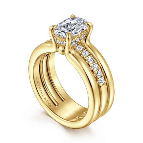14K Yellow Gold Oval Diamond Engagement Ring