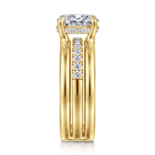 14K Yellow Gold Oval Diamond Engagement Ring
