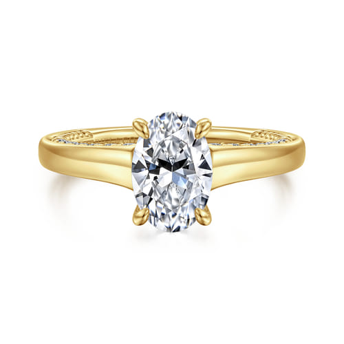 14K Yellow Gold Oval Diamond Engagement Ring