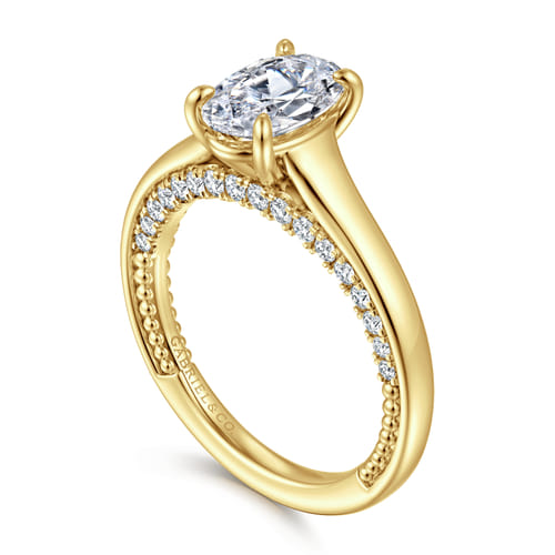14K Yellow Gold Oval Diamond Engagement Ring