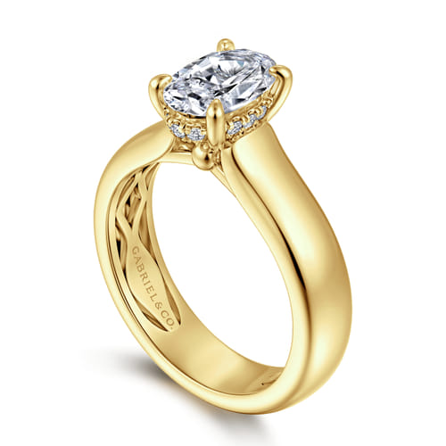 14K Yellow Gold Oval Diamond Engagement Ring