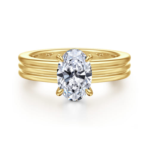 14K Yellow Gold Oval Diamond Engagement Ring