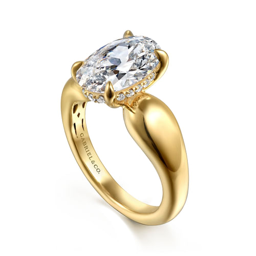14K Yellow Gold Oval Diamond Engagement Ring