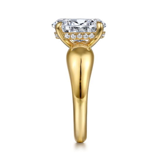 14K Yellow Gold Oval Diamond Engagement Ring angle 5 14K Yellow Gold Oval Diamond Engagement Ring angle 5