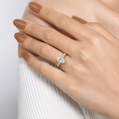 14K Yellow Gold Oval Diamond Engagement Ring