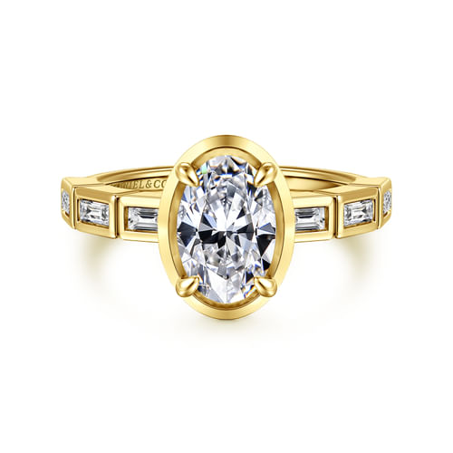 14K Yellow Gold Oval Diamond Engagement Ring