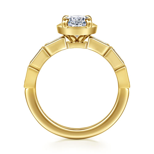 14K Yellow Gold Oval Diamond Engagement Ring