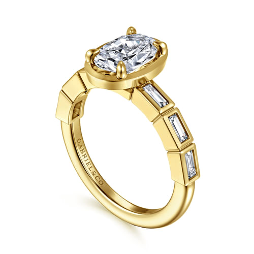 14K Yellow Gold Oval Diamond Engagement Ring