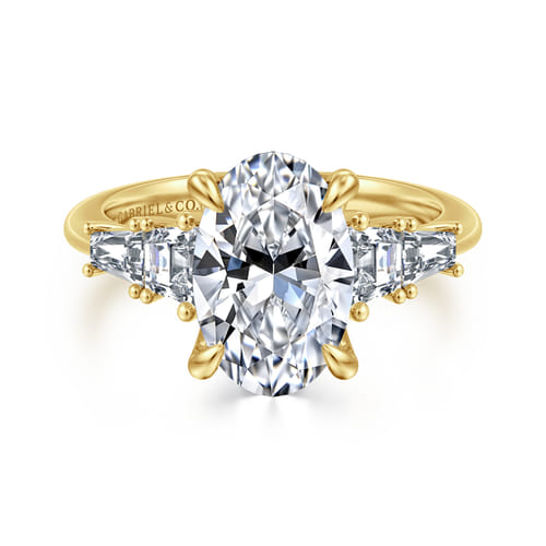 14K Yellow Gold Oval Diamond Engagement Ring