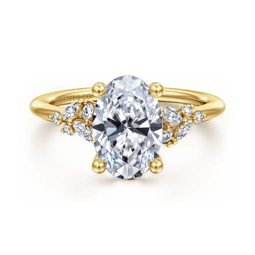 14K Yellow Gold Oval Diamond Engagement Ring