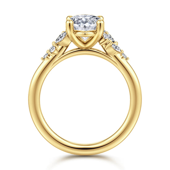 14K Yellow Gold Oval Diamond Engagement Ring angle 2