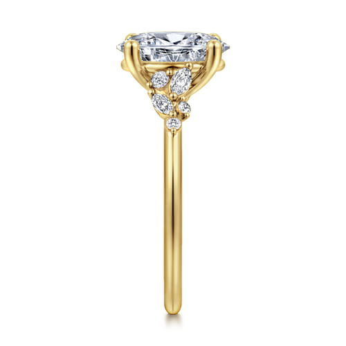 14K Yellow Gold Oval Diamond Engagement Ring