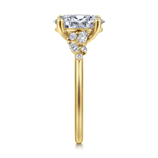 14K Yellow Gold Oval Diamond Engagement Ring angle 5