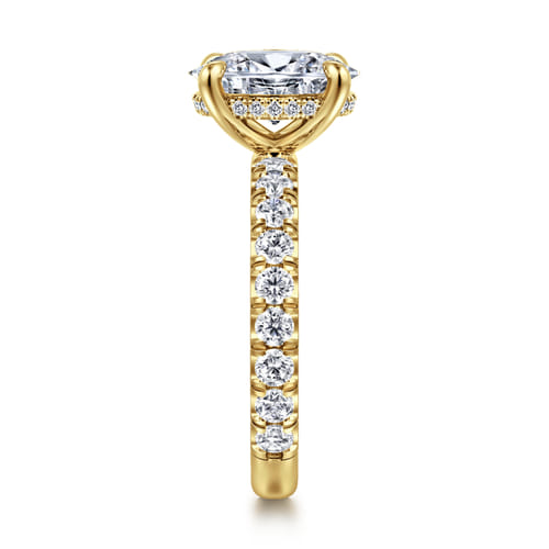 14K Yellow Gold Oval Diamond Engagement Ring