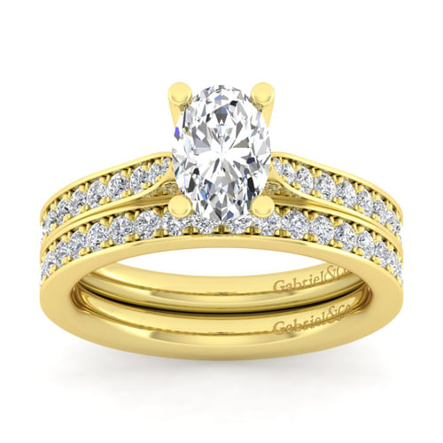 14K Yellow Gold Oval Diamond Engagement Ring