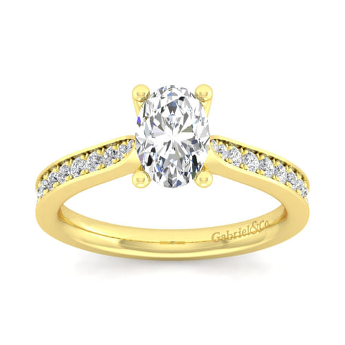 14K Yellow Gold Oval Diamond Engagement Ring