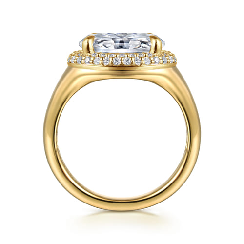 14K Yellow Gold Oval Double Halo Diamond Engagement Ring