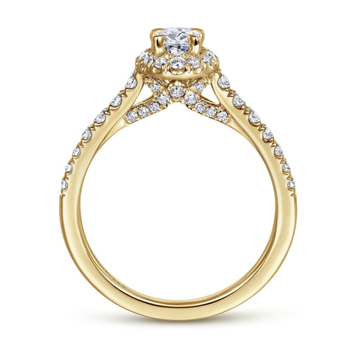 14K Yellow Gold Oval Halo Complete Diamond Engagement Ring
