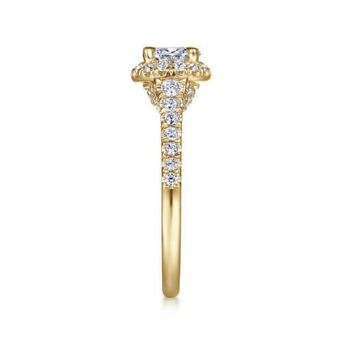 14K Yellow Gold Oval Halo Complete Diamond Engagement Ring