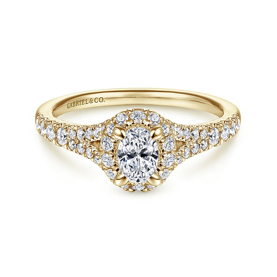 Gabriel - 14K Yellow Gold Oval Halo Complete Diamond Engagement Ring