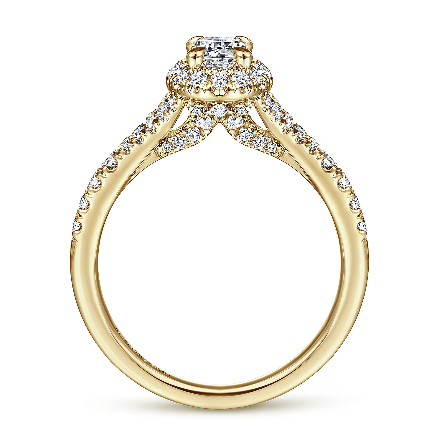 14K Yellow Gold Oval Halo Complete Diamond Engagement Ring