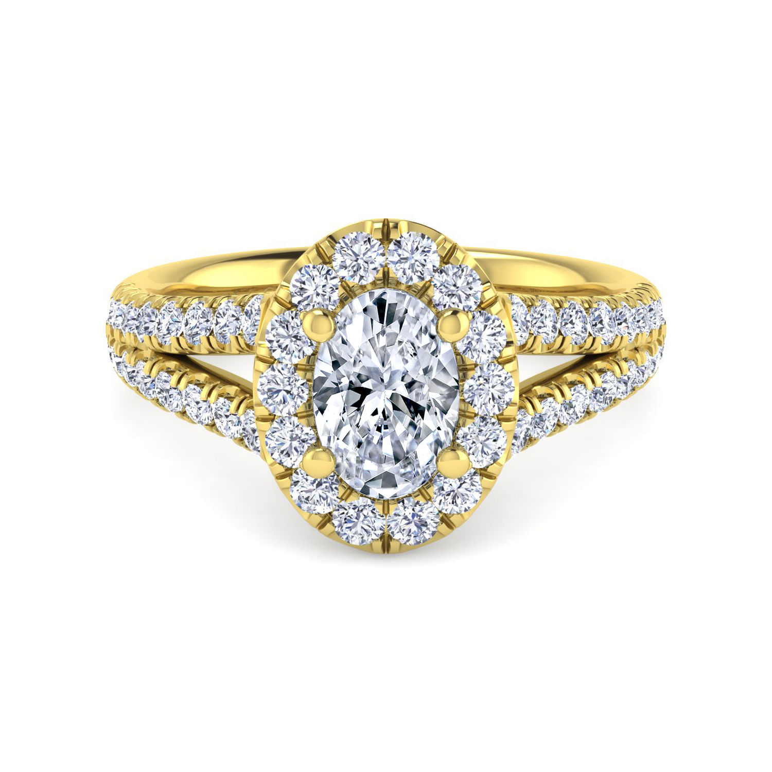 Gabriel - 14K Yellow Gold Oval Halo Diamond Engagement Ring
