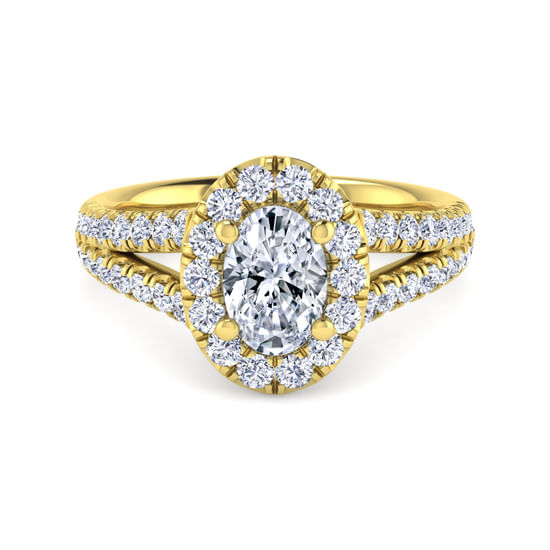 Gabriel - 14K Yellow Gold Oval Halo Diamond Engagement Ring