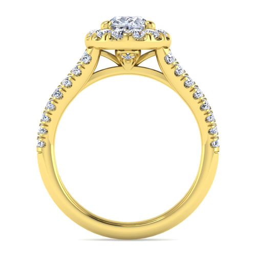 14K Yellow Gold Oval Halo Diamond Engagement Ring